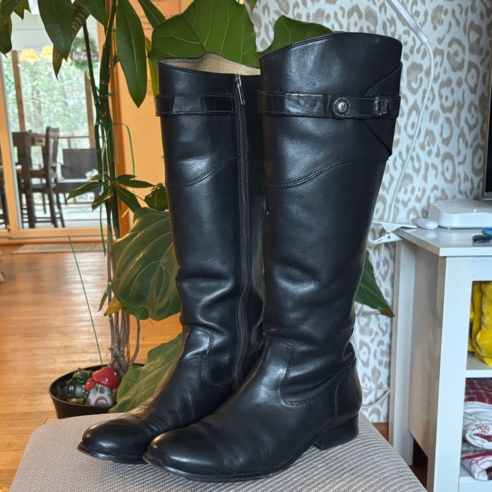 Frye Black Over the Knee Leather Boots